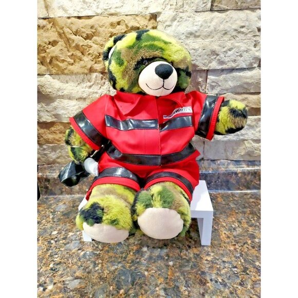 Build a Bear BAB Army Military  Camouflage Teddy Bear In Firefighter Gear - Picture 2 of 8